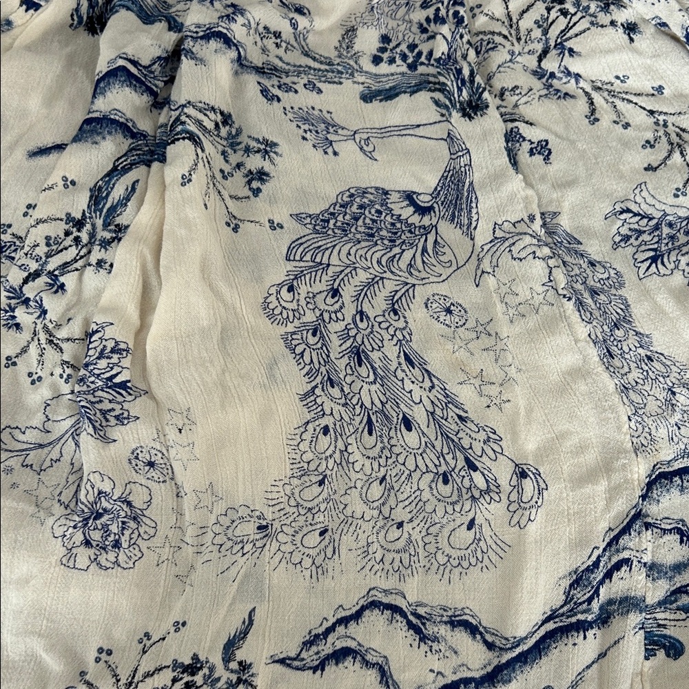 Free People Indigo and Cream Gauze Floral Top- Medium - Picture 5 of 6